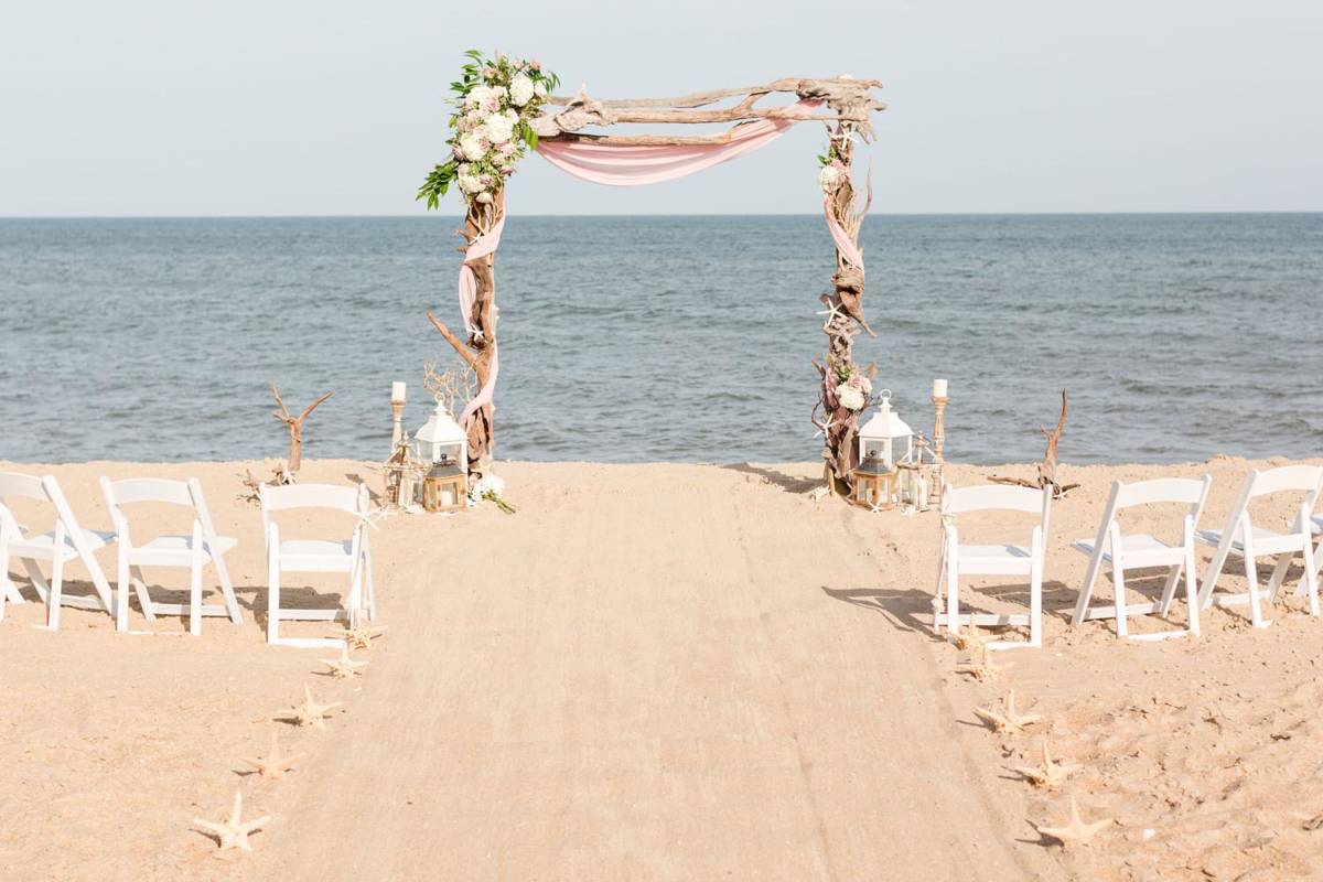 Outer Banks Vow Renewal Wedding Ceremony Set Up 