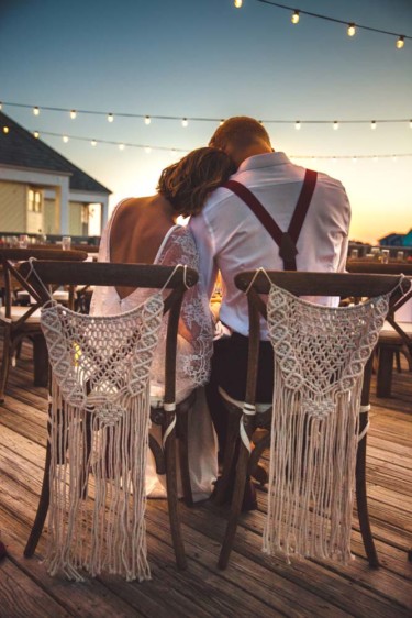 X-back Chairs with macrame backing