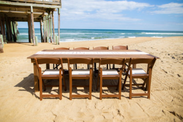 Farmhouse Table with runner & Brown Resin Chairs